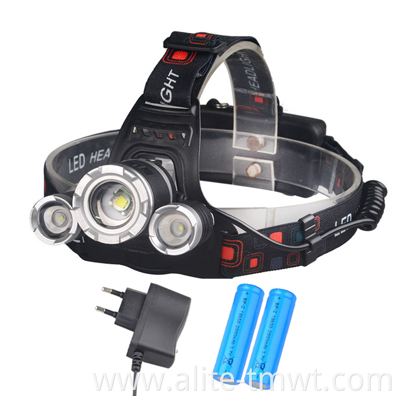 Hot Waterproof Adjustable Focus Head Lamp 1000lm T6 R2 LED Rechargeable Work Light Zoomable Flashlight Headlamp